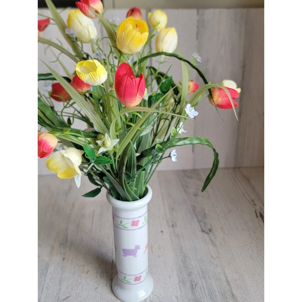 FTDA‎ japan vase Easter faux tulip rabbit vintage flower home decor